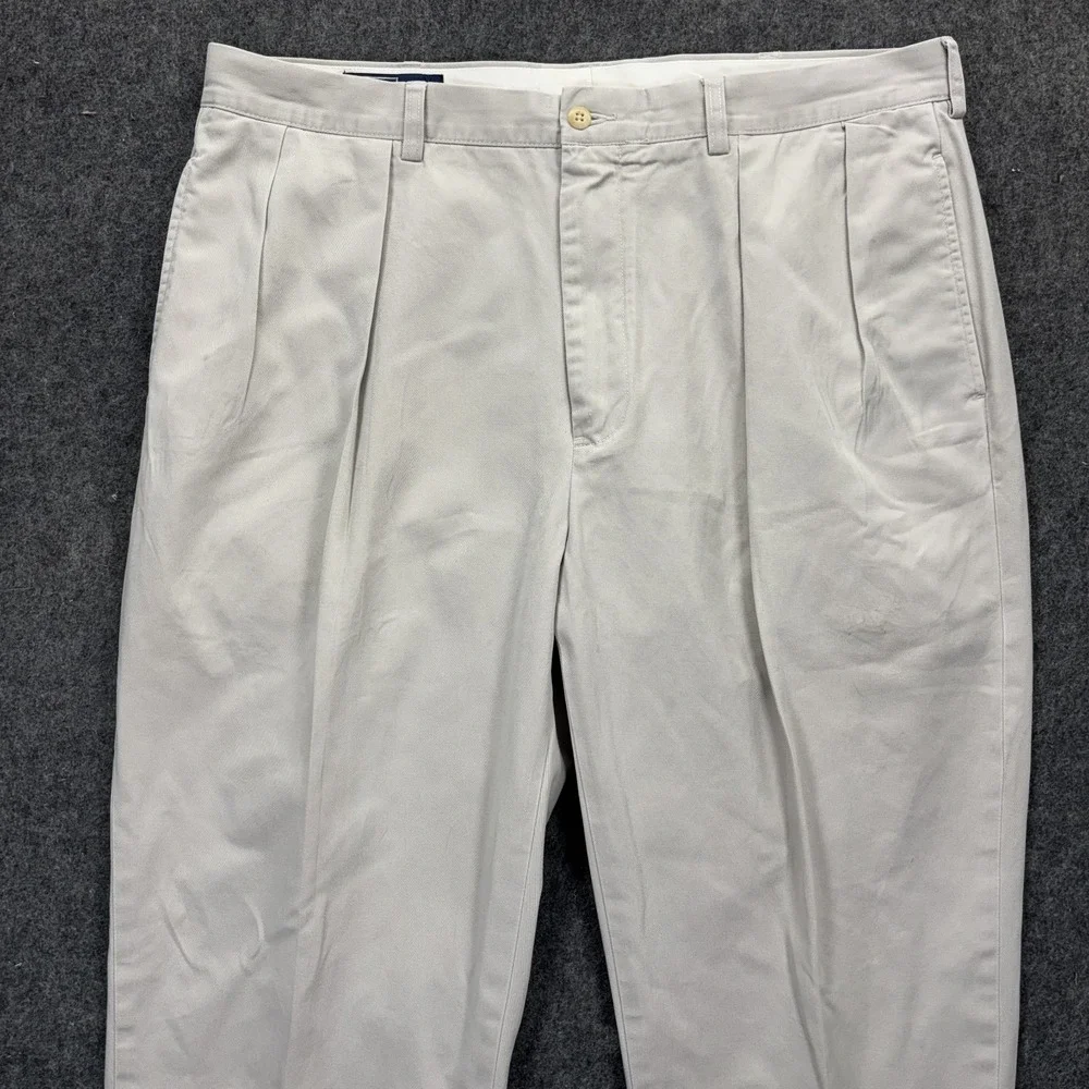Vintage Polo Ralph Lauren Andrew Pants Mens 38x30 Pleated Chino Beige Preppy 90s